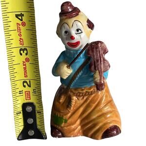 Vintage Porcelain Clown Playing Violin Bell JSNY Taiwan Happy Hobo Figural